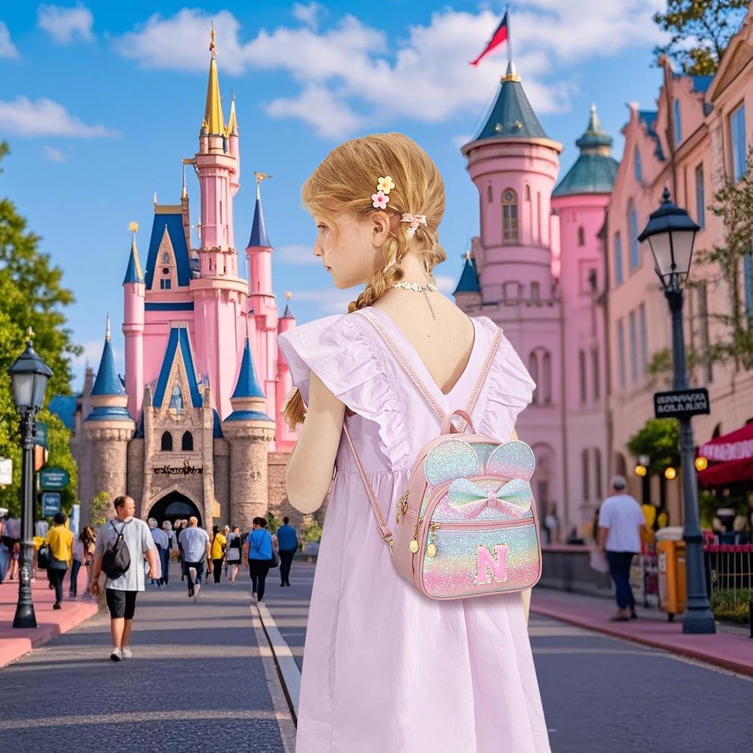 KKXIU Initial Bowknot Mini Backpacks for Girls Women