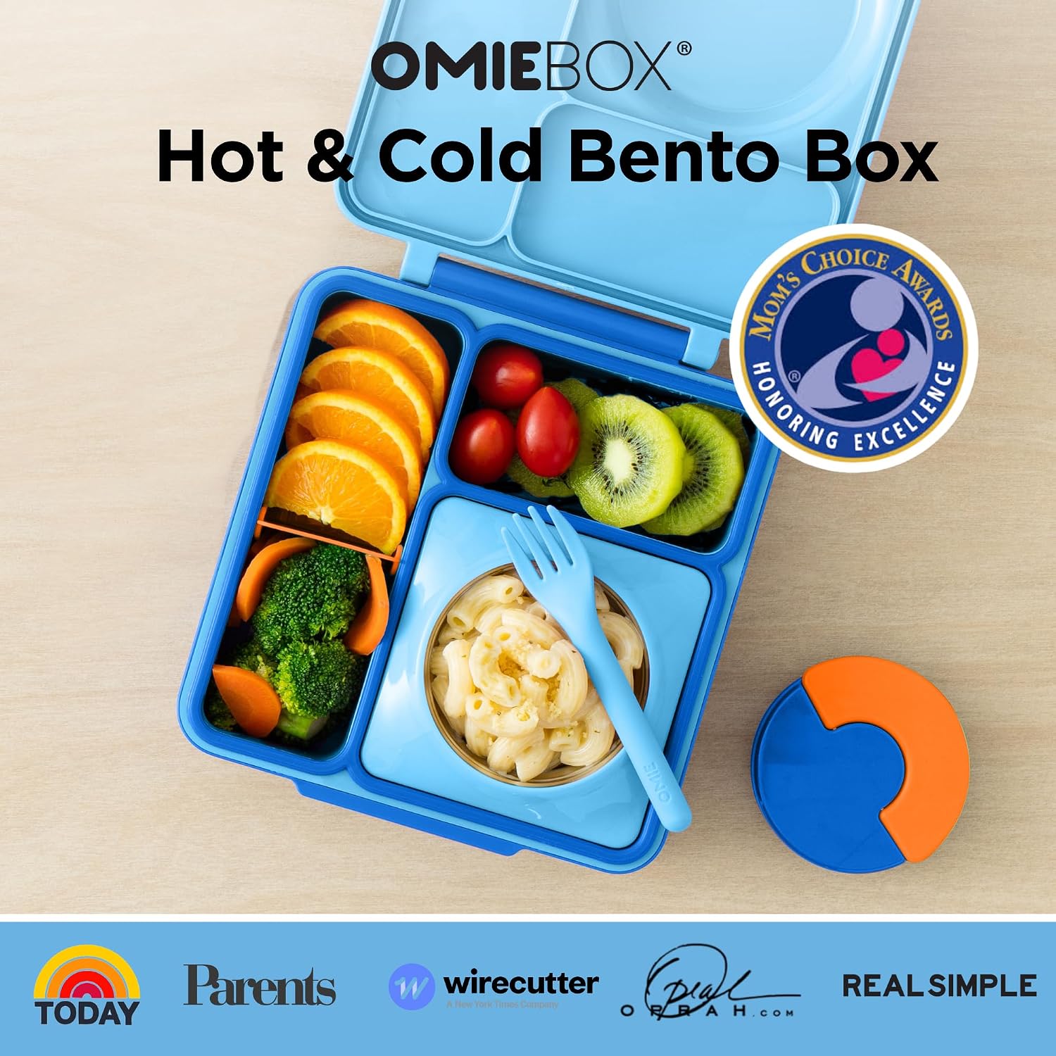 OmieBox Bento Box for Kids - Insulated Bento Lunch Box with Leak Proof Vacuum Insulated Food Jar - 3 Compartments